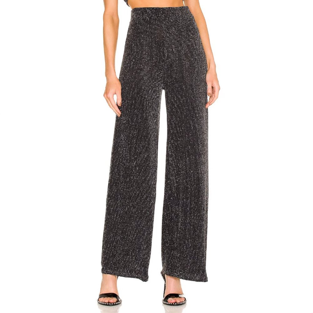 ALIX NYC Eames Wide-Leg High-Rise Pant in Black & Silver
